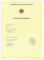 Certificate of nationality in Germany