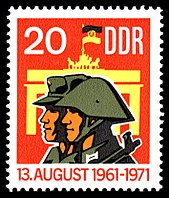 10th anniversary of the Berlin Wall. GDR stamp from 1971