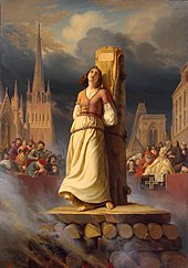 Śmierć Joanny d'Arc na stosie , autorstwa Hermanna Stilke (1843)