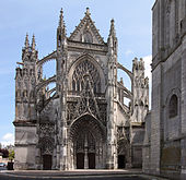 Late Gothic flamboyant style of the abbey church in Vendôme in France
