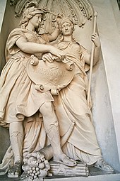 Cornucopia at the feet of allegorical female figures (Hofburg, Vienna)