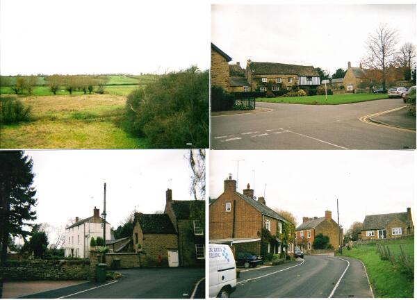 En fotomontage af landsbyen King's Sutton i det vestlige Northamptonshire. Den ligger lige sydøst for Banbury i Oxfordshire.
