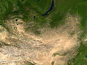 Una foto satellitare della NASA della Mongolia