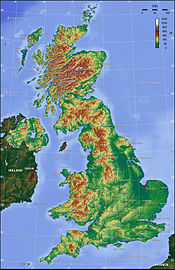 De topografie van het Verenigd Koninkrijk