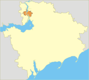 The city (orange) within Zaporizhzhya oblast