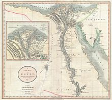 Zemljevid iz leta 1805 s podrobnim prikazom doline Nila in delte