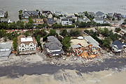 Sandy-hurrikaanin aiheuttamia tuhoja New Jerseyn rannikolla 30. lokakuuta.  