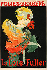 Jules Chéret'n tekemä juliste, jossa Loïe Fuller esiintyy Folies Bergères -teatterissa.  