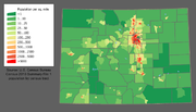 Un mapa de densidad de población de Colorado  