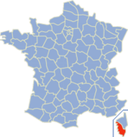 Location of the department of Corse-du-Sud