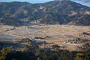 Vista di Rikuzentakata, Giappone, dopo il terremoto e lo tsunami di Sendai del 2011.