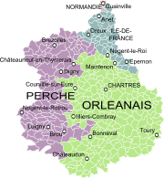 Eure-et-Loir și provinciile de pe teritoriul său înainte de 1790.  