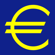 Símbolo oficial do Euro com as cores oficiais