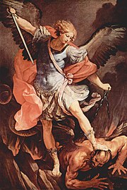 Sur l'insigne de l'Ordre, saint Michel est souvent représenté en train de vaincre Satan