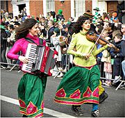 Sărbătorirea Zilei Sfântului Patrick în Dublin, pe 17 martie.  