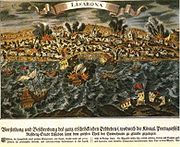 Maavärina ja tsunami kahjustused Lissabonis 1. novembril 1755.