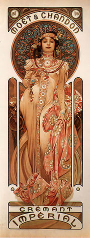 Alphonse Mucha Moët & Chandon Crémant Impérial affiche (1899) Kleurenlithografie  
