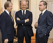 Carter s bývalými prezidenty Richardem Nixonem a Geraldem Fordem, leden 1978