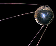 Spoetnik 1, die op 4 oktober 1957 de ruimte in werd gestuurd.