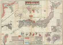 1895 kaart van provincies van het keizerrijk Japan  