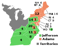 Počet volitelů v jednotlivých státech v roce 1796