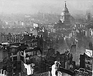 View from St Paul's Cathedral, after the Blitz bombing in the Second World War.