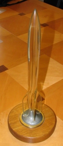 Un trofeo del Premio Hugo  