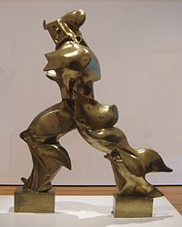Umberto Boccioni, Formes uniques de continuité dans l'espace (1913). Cet ouvrage figure sur l'actuelle pièce italienne de 20 cents en euros.