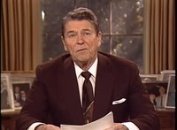 Přehrávání médií Prezident Reagan v projevu k národu při příležitosti jmenování Roberta Borka členem Nejvyššího soudu, říjen 1987.