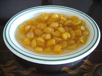 Cícerový hrášok v medovej omáčke, guatemalský dezert.