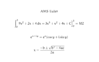 Matemaattista tekstiä, joka on kirjoitettu TeX:llä ja AMS Euler -fontilla.  