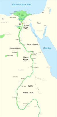 Kort over Nedre og Øvre Egypten