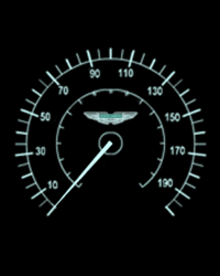 Animaatio Aston Martin nopeusmittari (MPH)  