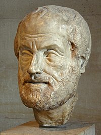 Aristoteles: mramorová kopie bronzové busty od Lysippa, muzeum Louvre.  