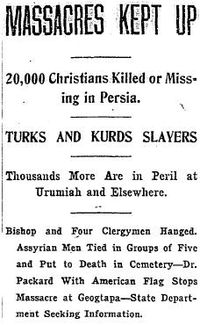 Il Washington Post e altri importanti giornali dei paesi occidentali hanno riferito del genocidio assiro mentre si svolgeva.