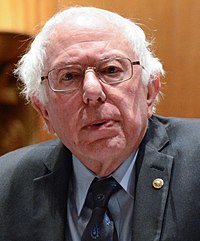 Sanders tijdens een bijeenkomst ter bescherming van de sociale zekerheid, januari 2018  