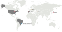 Kaart met locatie van steden die meedingen naar de Spelen (klik op de kaart voor meer details)  