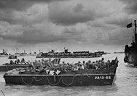 Truppe statunitensi in procinto di sbarcare sulla spiaggia dello Utah in Normandia, il 6 giugno 1944.