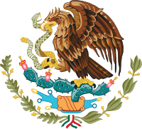 The current coat of arms of Mexico takes up the founding myth of Tenochtitlan: It shows an eagle sitting on a cactus with a snake in its talons.