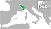 A localização do ducado em 1600.