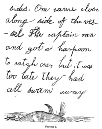 Bladzijde uit Cope's dagboek van toen hij 7 jaar oud was van een zeereis naar Boston.  