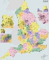 Westmorland como se muestra en un mapa administrativo de Inglaterra de 1931  