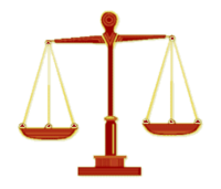 Una scala di equilibrio, comunemente associata alla legge e alla giustizia.