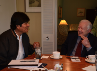 Il presidente boliviano Evo Morales con Carter nel 2007