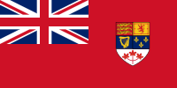 Drapelul Red Ensign al Canadei. Înainte de 1957, frunzele de arțar erau verzi