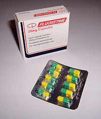 Fluoxetina, um antidepressivo SSRI.