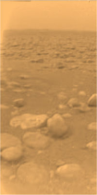 Titans yta sedd av Huygens-sonden  