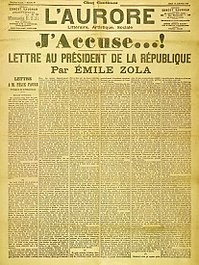 Emile Zola publicou uma famosa carta J'Accuse para reclamar que o governo da França tinha sido muito injusto com Alfred Dreyfus.