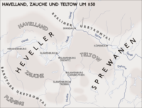 The situation around 1150 east of the Elbe, the Ascanian ancestral lands lay west of the river