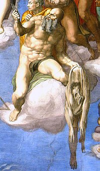 São Bartolomeu exibindo sua pele esfolada (um auto-retrato de Michelangelo) em O Juízo Final.